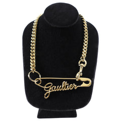 Jean-Paul Gaultier Goldtone Chain Safety Pin Necklace – I MISS YOU
