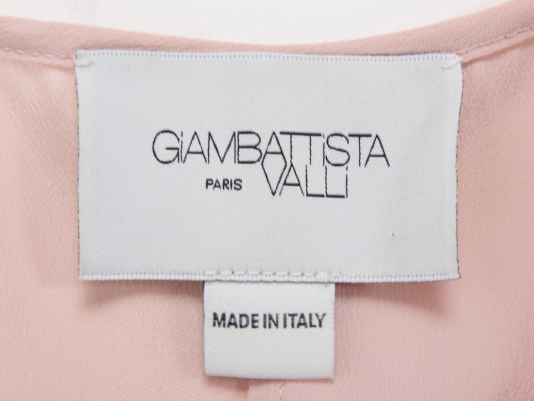 Giambattista Valli Pink green Flora Mesh Embroidered Silk Heart Gown - IT 42 / 6