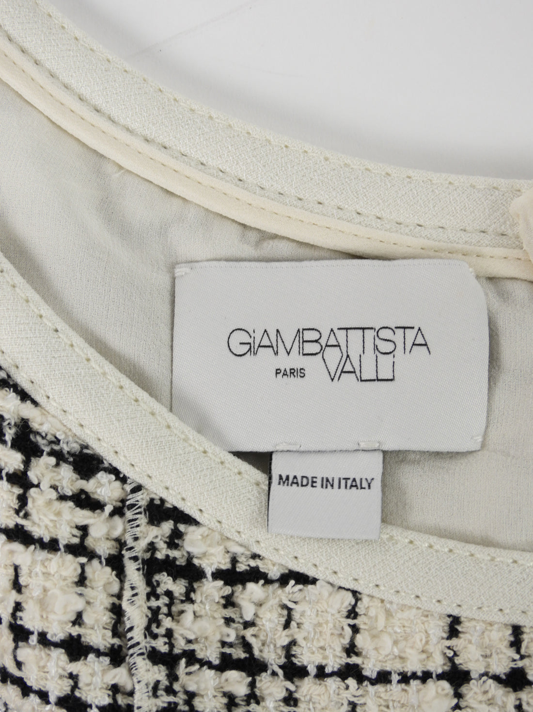 Giambattista Valli Black and Ivory Tweed Sleeveless Dress - XS / 0/2