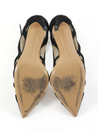 Gianvito Rossi Black Suede and Mesh Mary Jane Pumps - 40