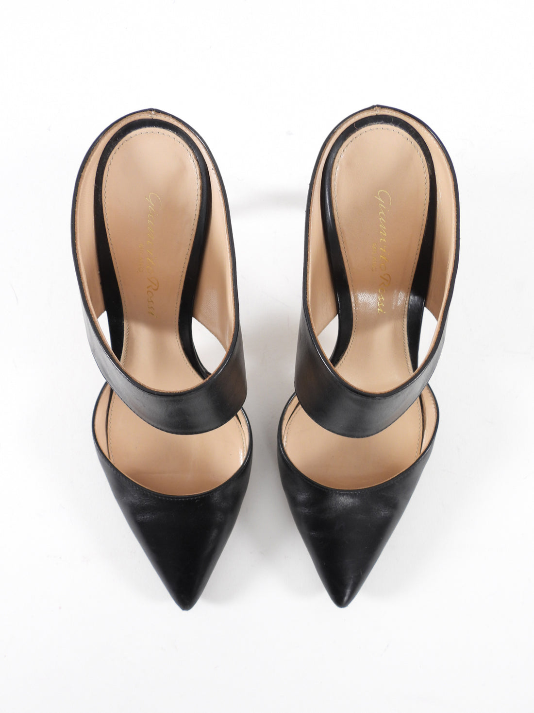 Gianvito Rossi Black Leather Point Toe Mules - 35.5