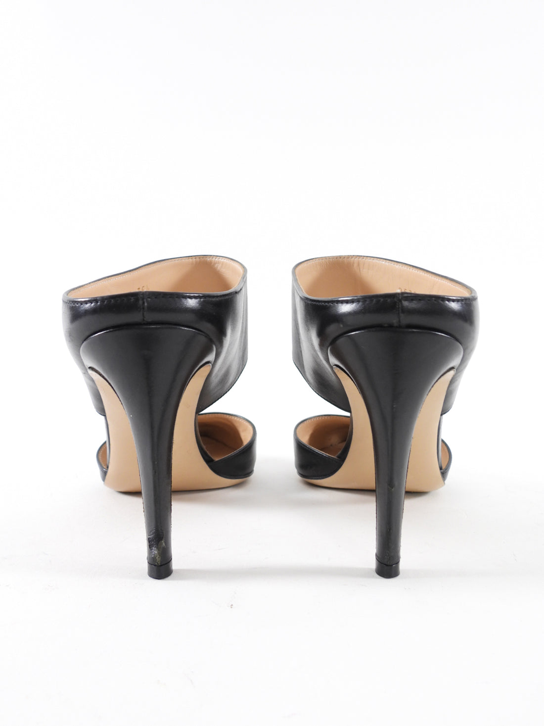 Gianvito Rossi Black Leather Point Toe Mules - 35.5