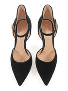 Gianvito Rossi Black Crystal Buckle Velvet Sofia D'Orsay Pump - 36.5
