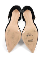 Gianvito Rossi Black Crystal Buckle Velvet Sofia D'Orsay Pump - 36.5