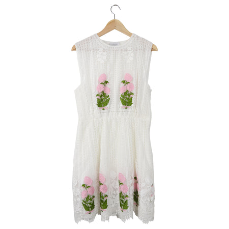 Giambattista Valli White Lace and Pink Floral Dress - 8