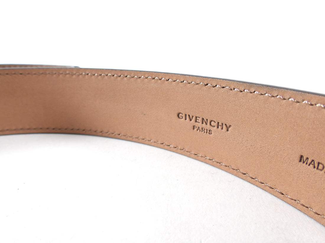 Givenchy Black Grained Leather Logo Belt - 34-38"