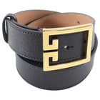 Givenchy Black Grained Leather Logo Belt - 34-38