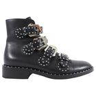 Givenchy Black Leather Studded Buckle Ankle Boots - 37