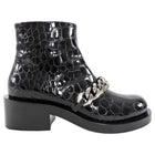 Givenchy Black Patent Croc Embossed Chain Detail Ankle Boots - 38 / 7.5
