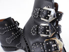 Givenchy Black Leather Studded Buckle Ankle Boots - 37