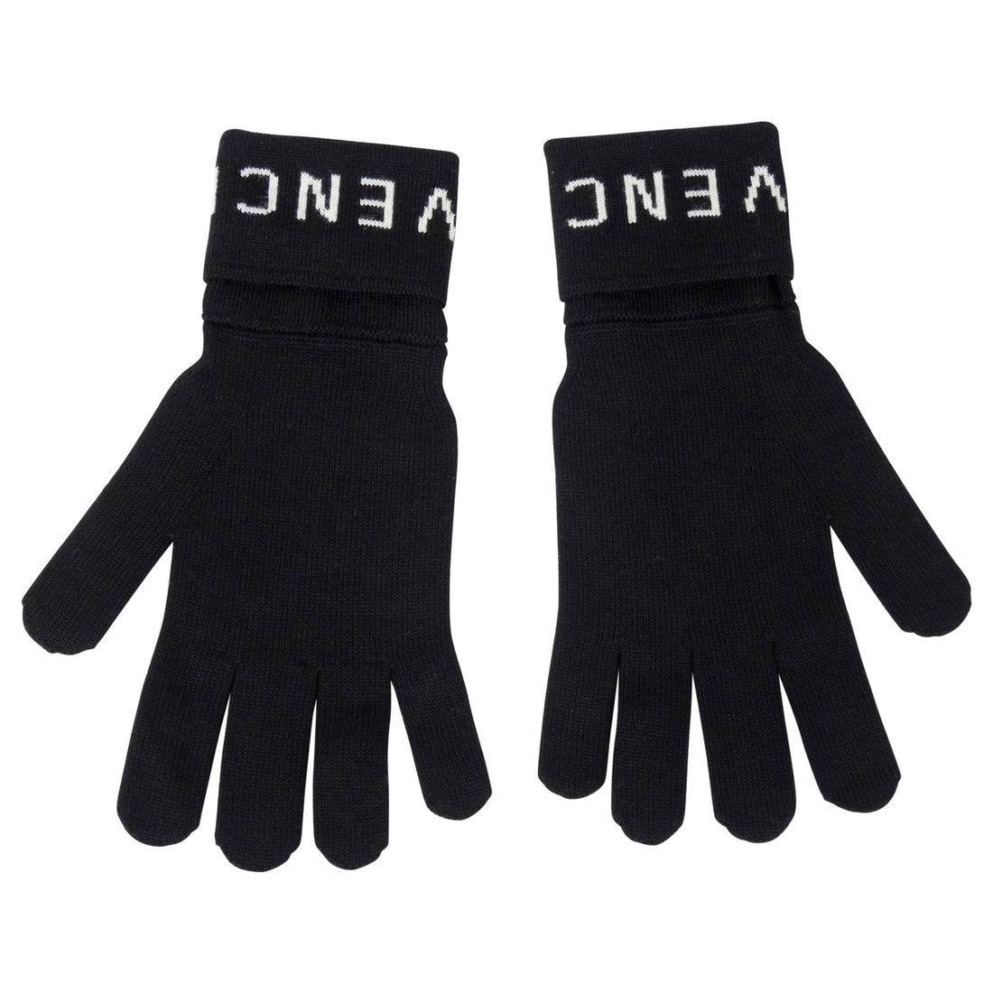 Givenchy Black Stretch Knit Logo Gloves - Ladies L / XL or Men's