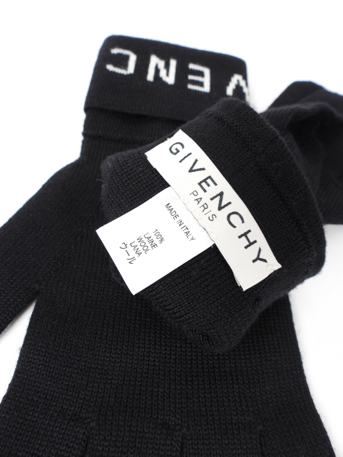 givenchy handschuhe Givenchy Black Stretch Knit Logo Gloves