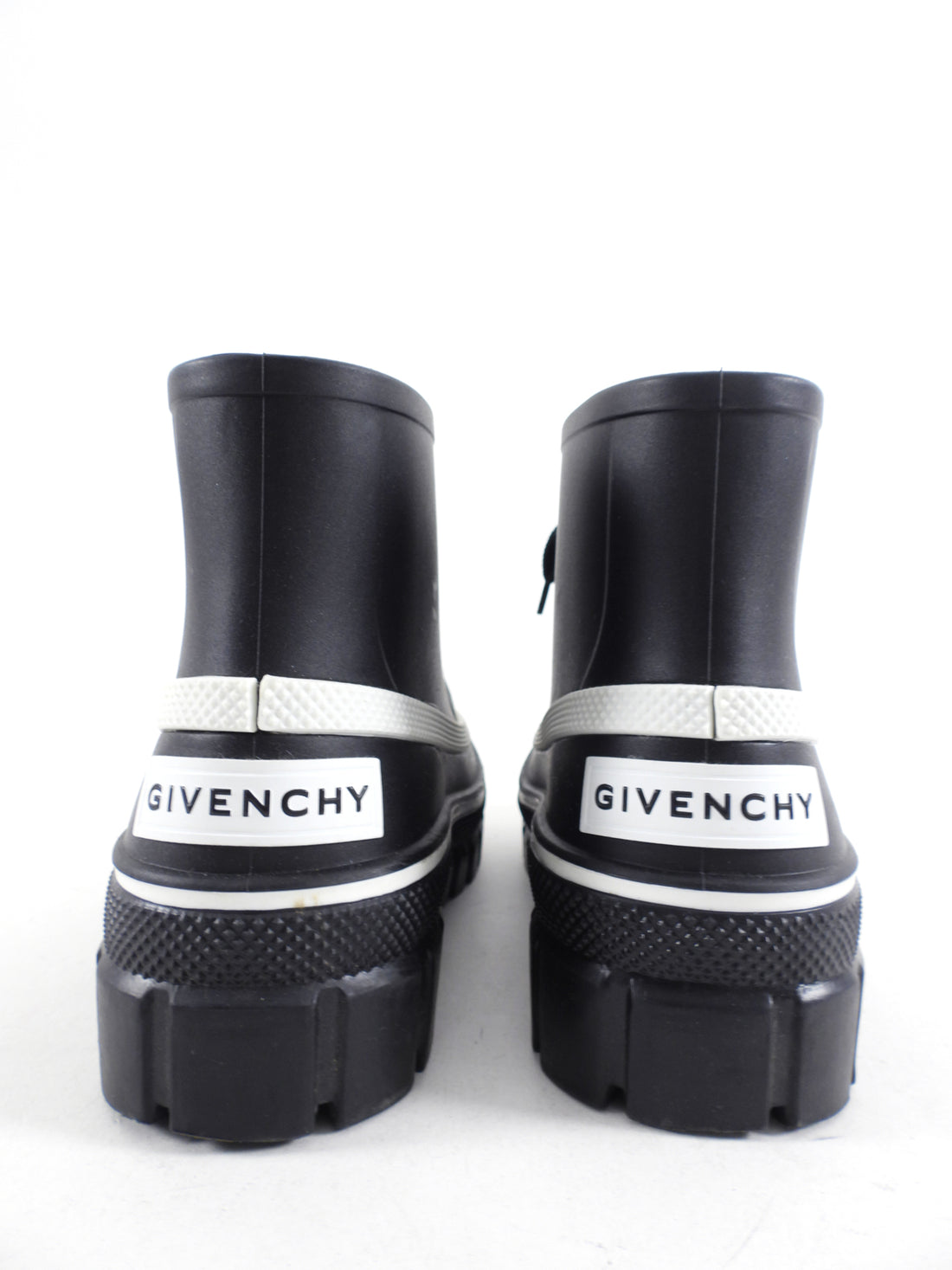 Givenchy Black and White Low Lace Up Rainboots USA 7