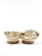Gianvito Rossi Gold Braided Woven Raffia Flat Sandals - 36.5 / 37