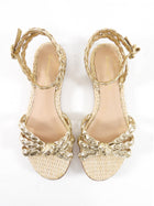 Gianvito Rossi Gold Braided Woven Raffia Flat Sandals - 36.5 / 37