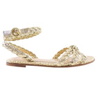 Gianvito Rossi Gold Braided Woven Raffia Flat Sandals - 36.5 / 37
