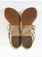 Rene Caovilla Gold Karung Crystal Jewelled Thong Sandals - 37