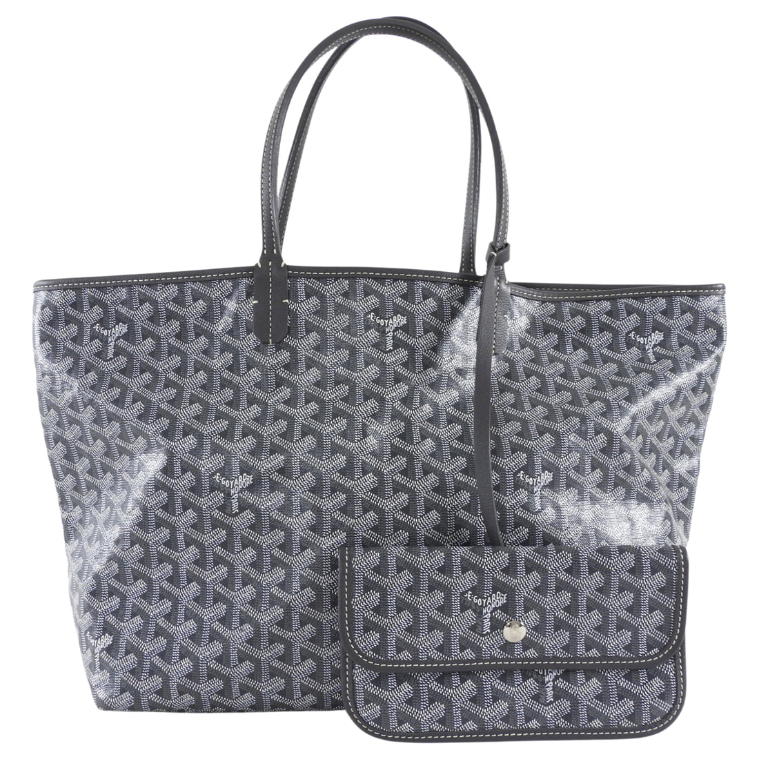 Goyard Grey Goyardine Coated Canvas Saint Louis PM Tote with Pouch