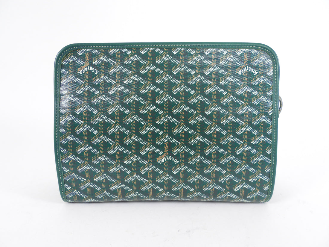 Goyard Green Monogram Jouvence MM Toiletry Bag Clutch with Wristlet