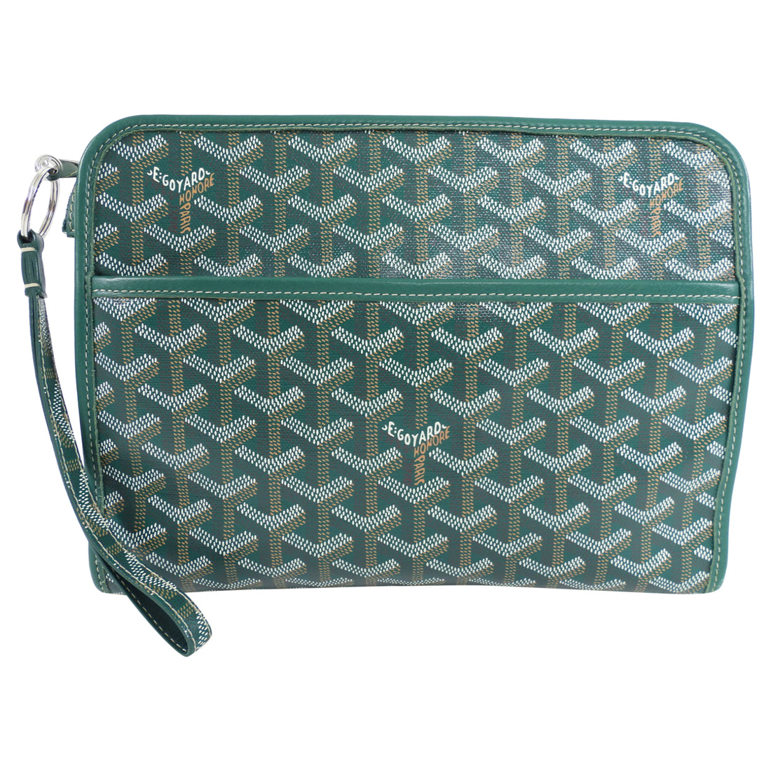 Goyard Green Monogram Jouvence MM Toiletry Bag Clutch with Wristlet