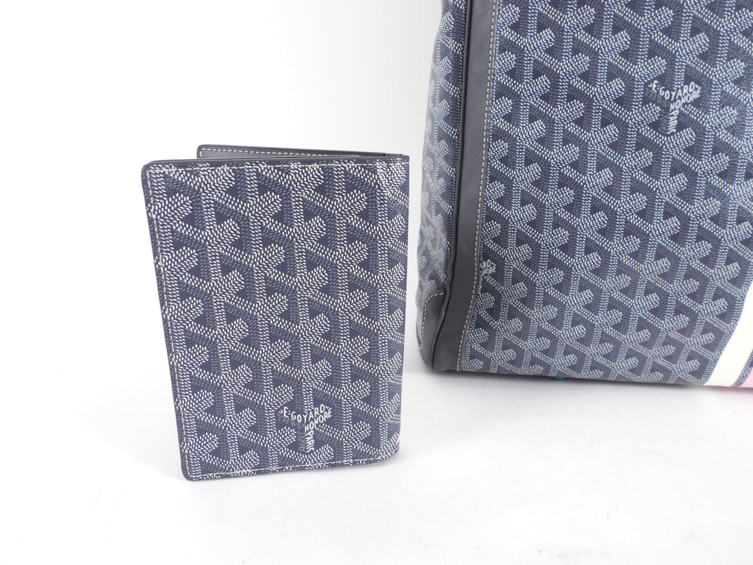 Goyard Grey Voltaire Satchel Tote Bag and Passport Holder Set