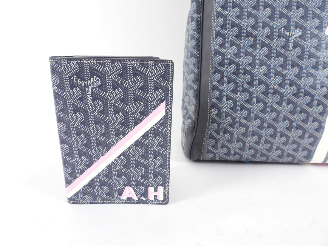 Goyard Grey Voltaire Satchel Tote Bag and Passport Holder Set