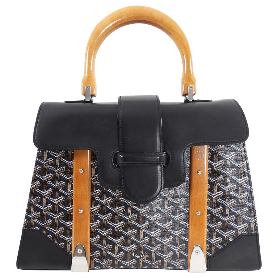 Goyard Goyardine Saigon MM Wood Trim Handbag