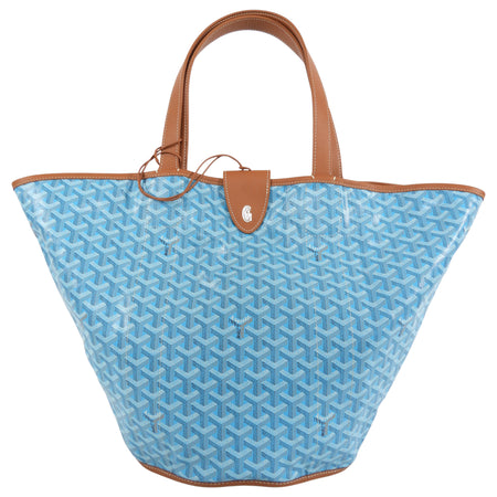 Goyard 2025 Turquoise and Tan Linen Canvas Reversible Balhaera Tote