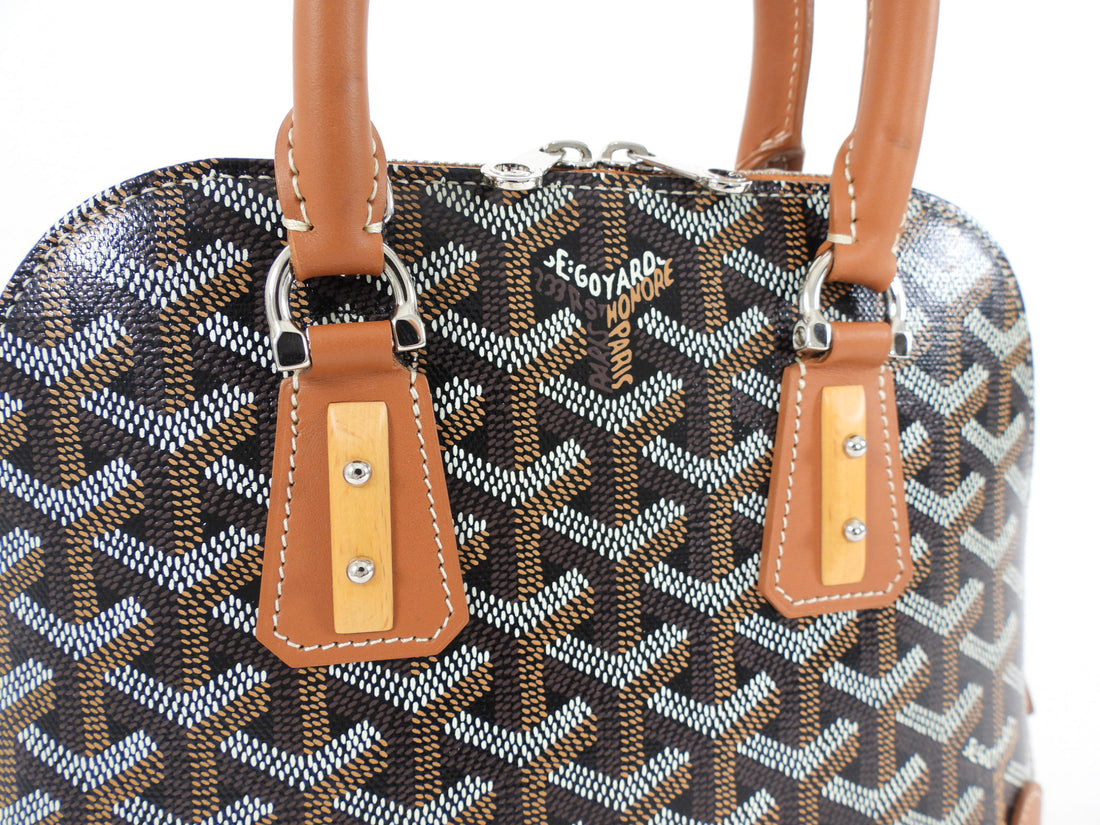 Goyard Black and Tan Brown Mini Vendome Top Handle Bag