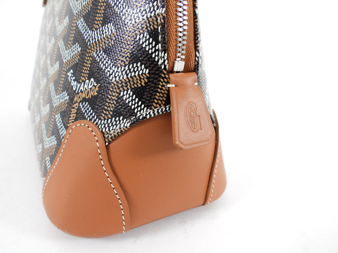 Goyard Black and Tan Brown Mini Vendome Top Handle Bag