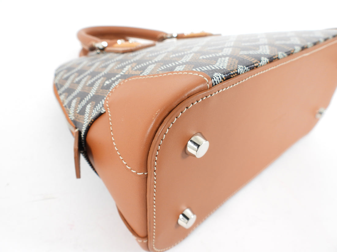Goyard Black and Tan Brown Mini Vendome Top Handle Bag