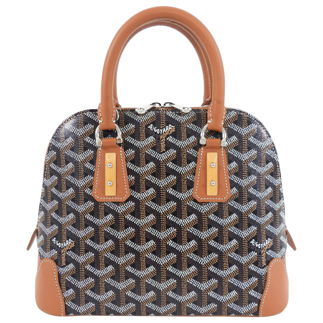 Goyard Black and Tan Brown Mini Vendome Top Handle Bag