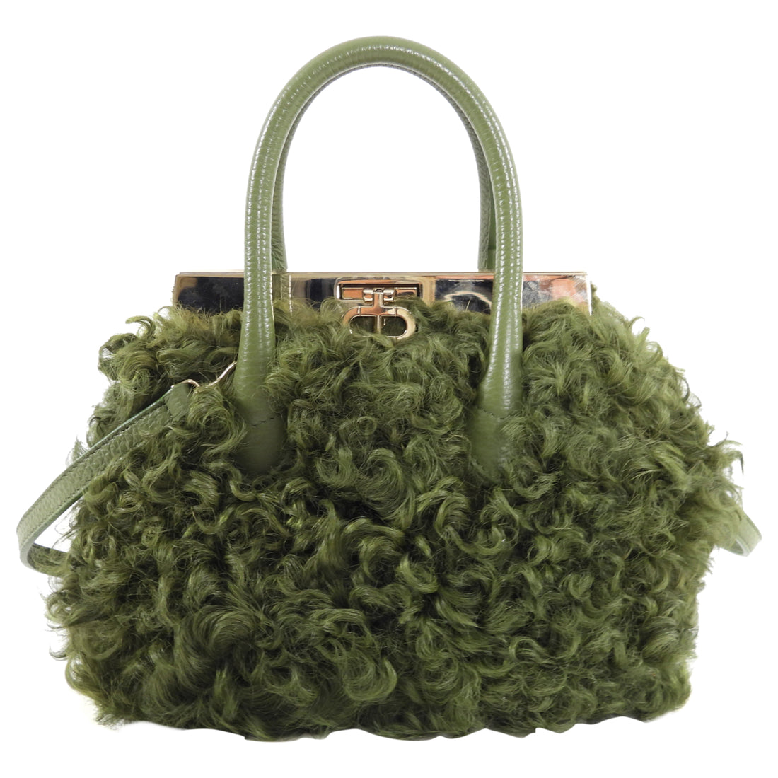 Dee Ocleppo Green Shearling Two-Way Bag