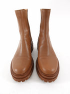 Gianvito Rossi Cognac Brown Leather Lug Ankle Boot - 37 / 6.5