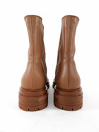 Gianvito Rossi Cognac Brown Leather Lug Ankle Boot - 37 / 6.5