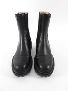 Gianvito Rossi Black Leather Lug Ankle Boot - 37 / 6.5
