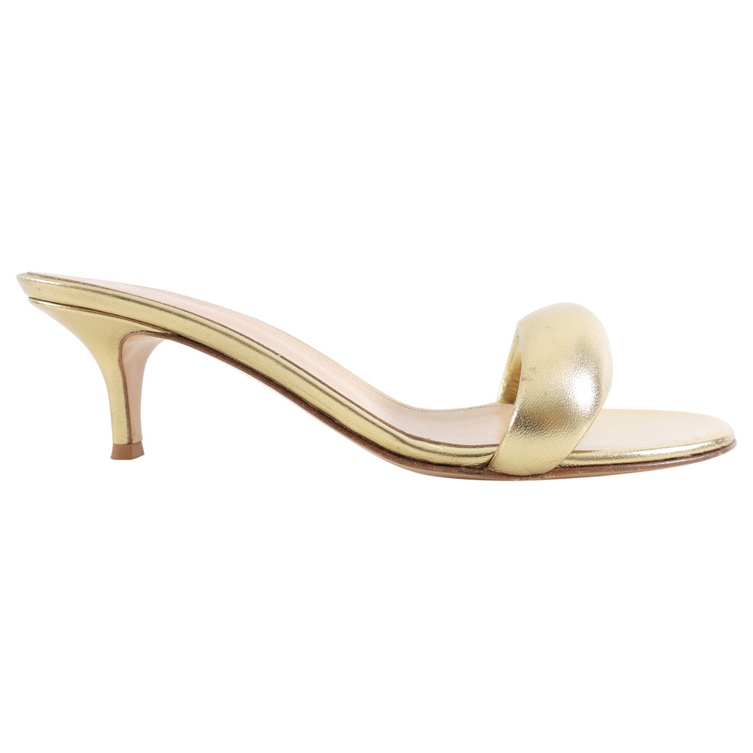 Gianvito Rossi Gold Puff Leather Mules - 37