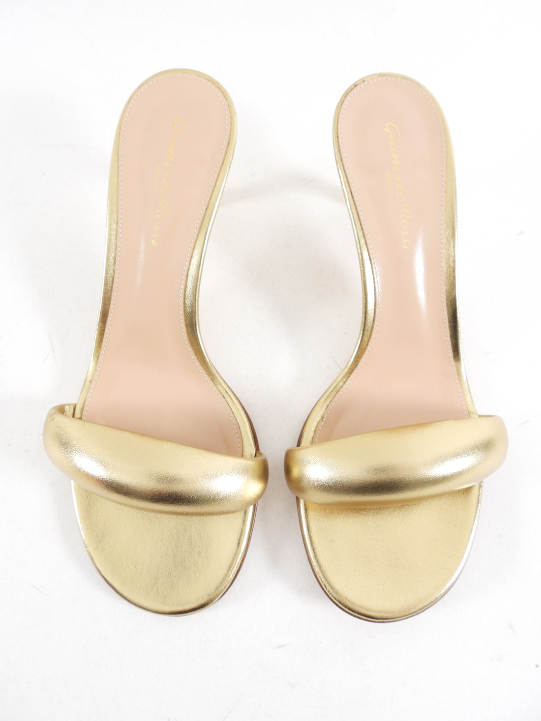 Gianvito Rossi Gold Puff Leather Mules - 37