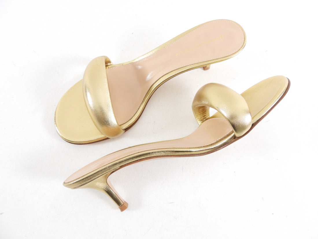 Gianvito Rossi Gold Puff Leather Mules - 37