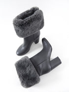 Gianvito Rossi Grey Leather Sheared Rex Rabbit Ankle Boot - 36