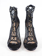 Gianvito Rossi Black Mesh Lace Up Heels - 36.5