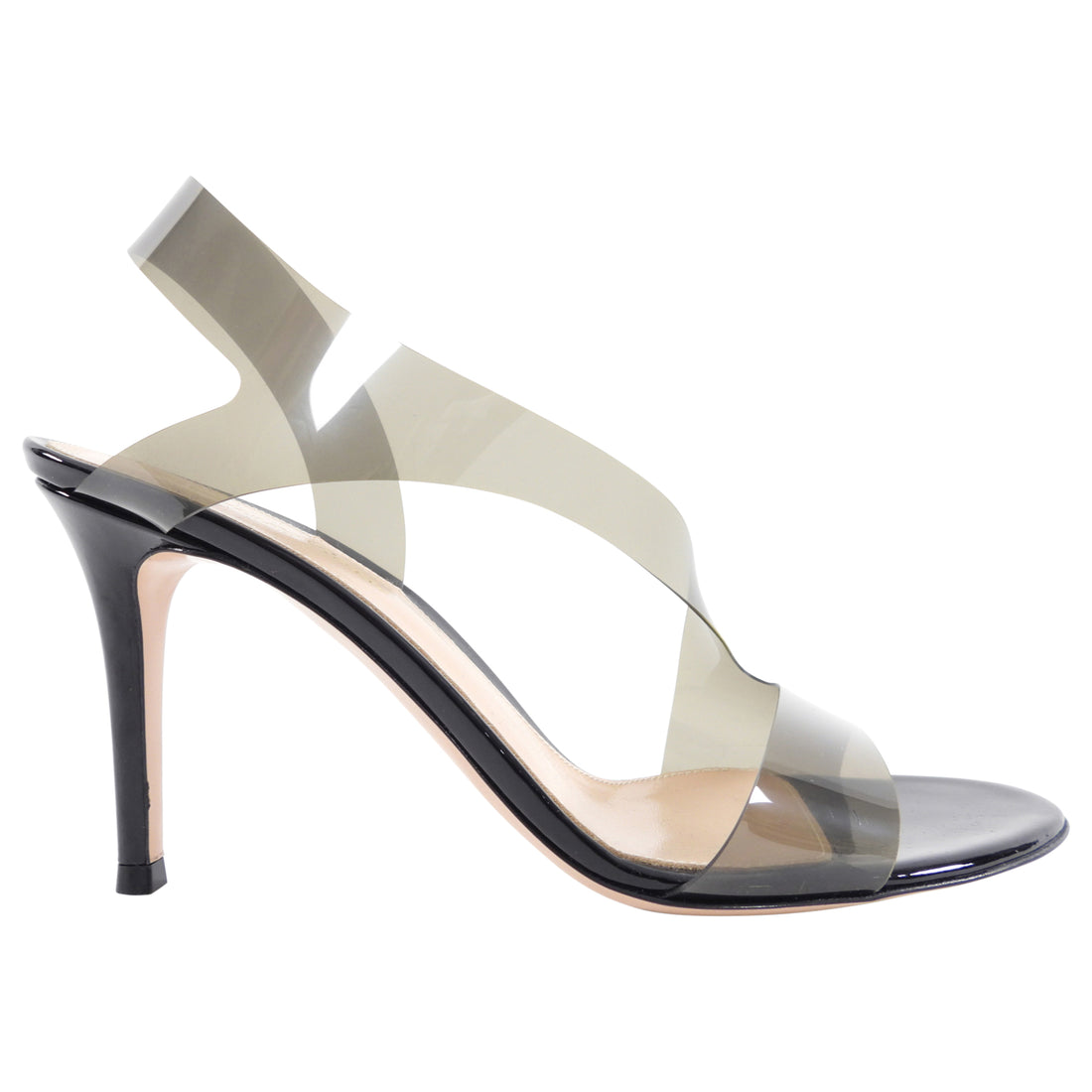 Gianvito Rossi Black Patent Clear Vinyl High Heels- 37