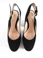 Gianvito Rossi Dolly Black Suede Slingback Platform Heels - 38