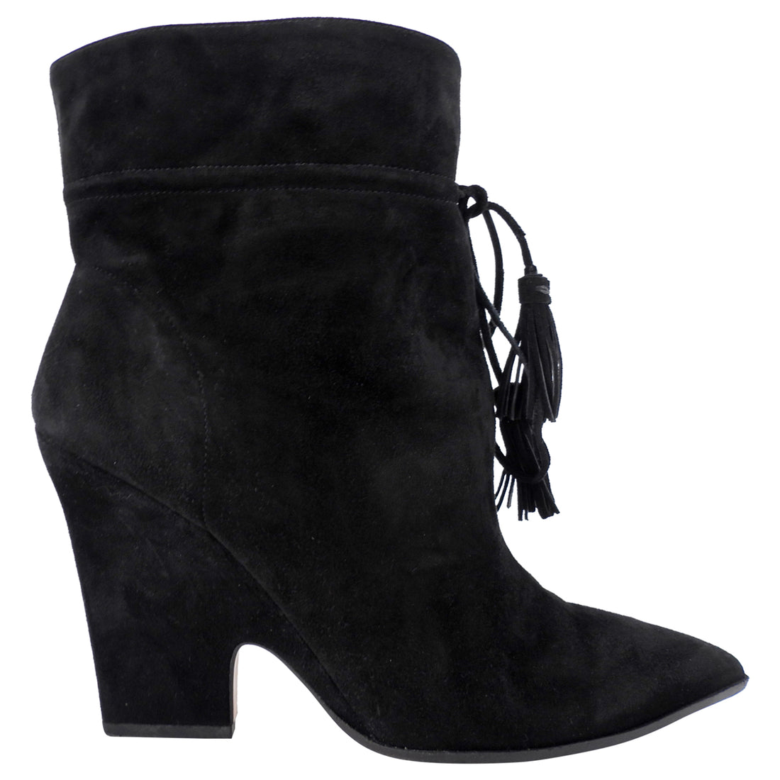 Aquazzura Black Suede Tassel Ankle Boot - 40