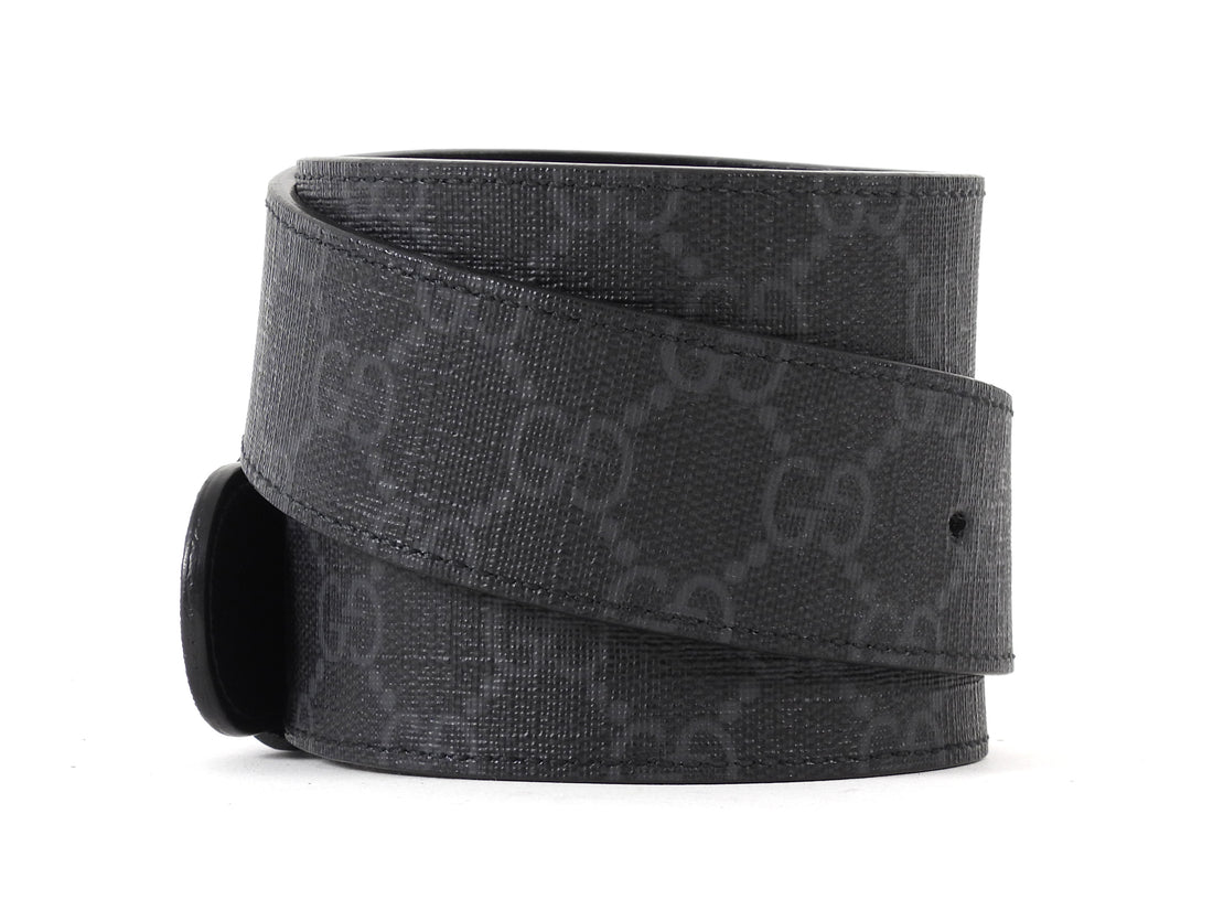 Gucci Black Reversible Monogram Canvas GG Marmont Belt - 105 / 42