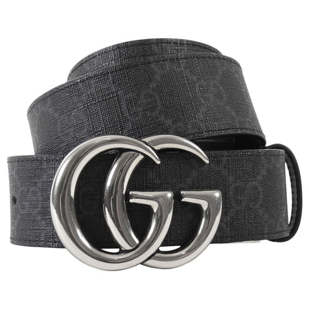 Gucci Black Reversible Monogram Canvas GG Marmont Belt - 105 / 42