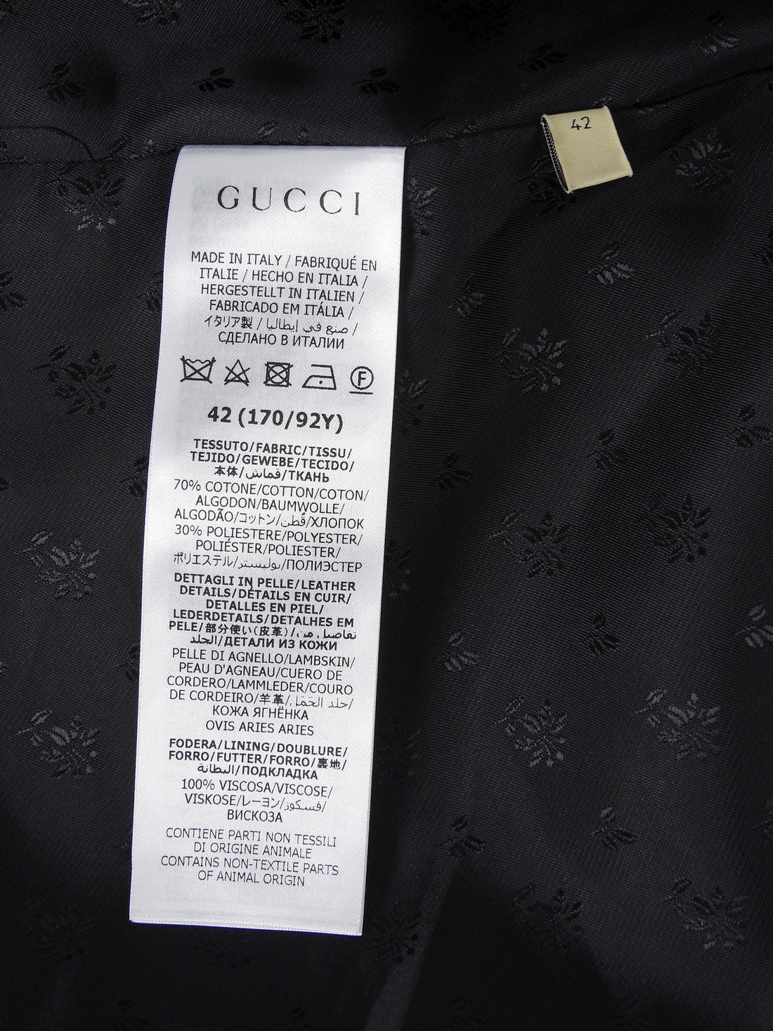 Gucci Black GG Monogram Canvas and Leather Zip Moto Jacket - 42