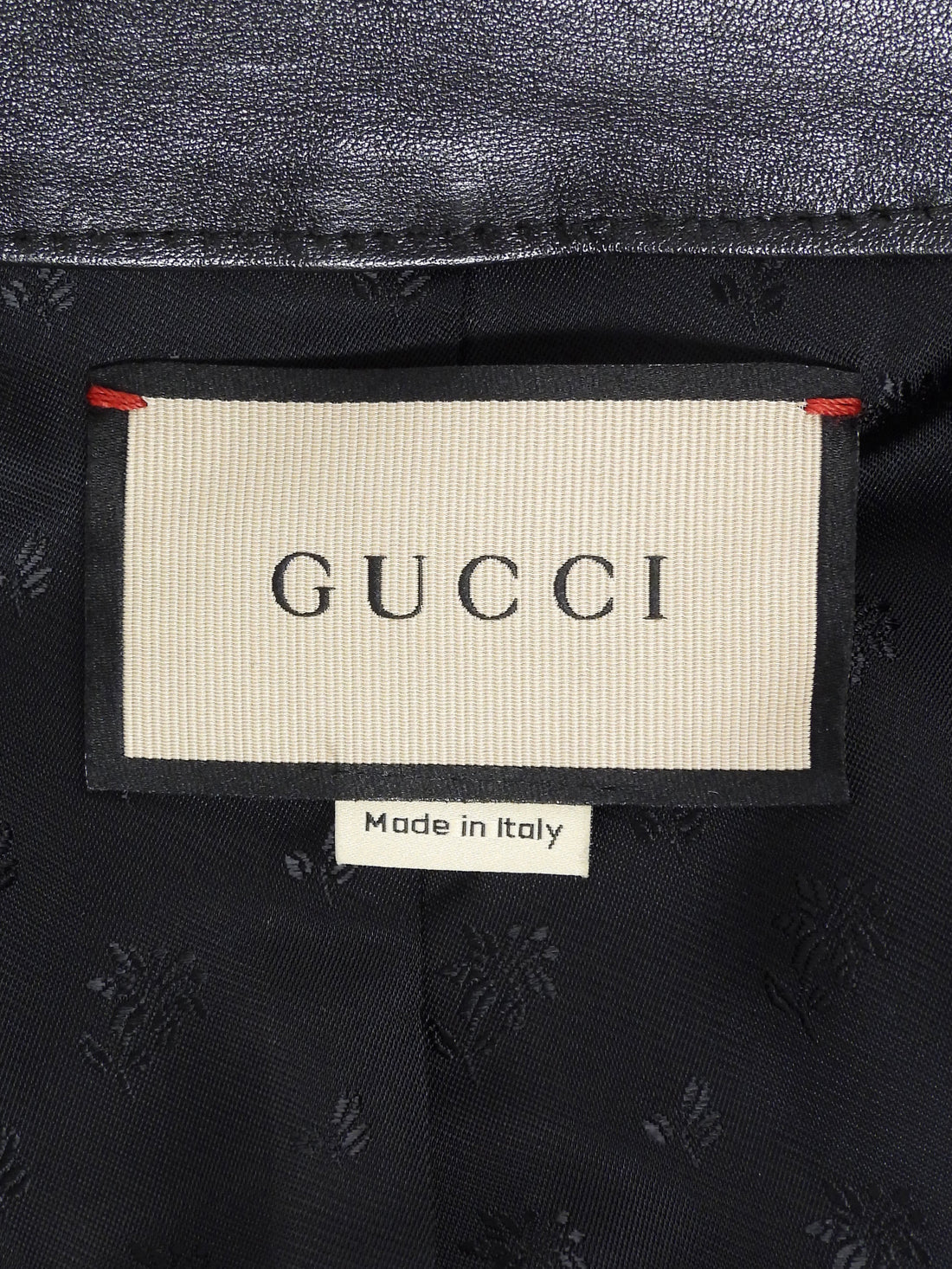 Gucci Black GG Monogram Canvas and Leather Zip Moto Jacket - 42