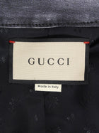 Gucci Black GG Monogram Canvas and Leather Zip Moto Jacket - 42