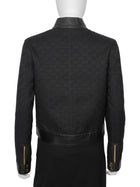 Gucci Black GG Monogram Canvas and Leather Zip Moto Jacket - 42